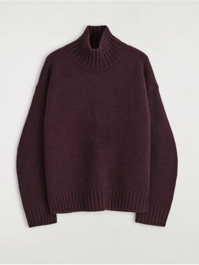 COS Chunky Cashmere Burgundy Turtleneck  Sweater